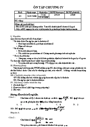 Đề ôn tập Chương IV môn Đại số và Giải tích Lớp 11 - Năm học 2019-2020